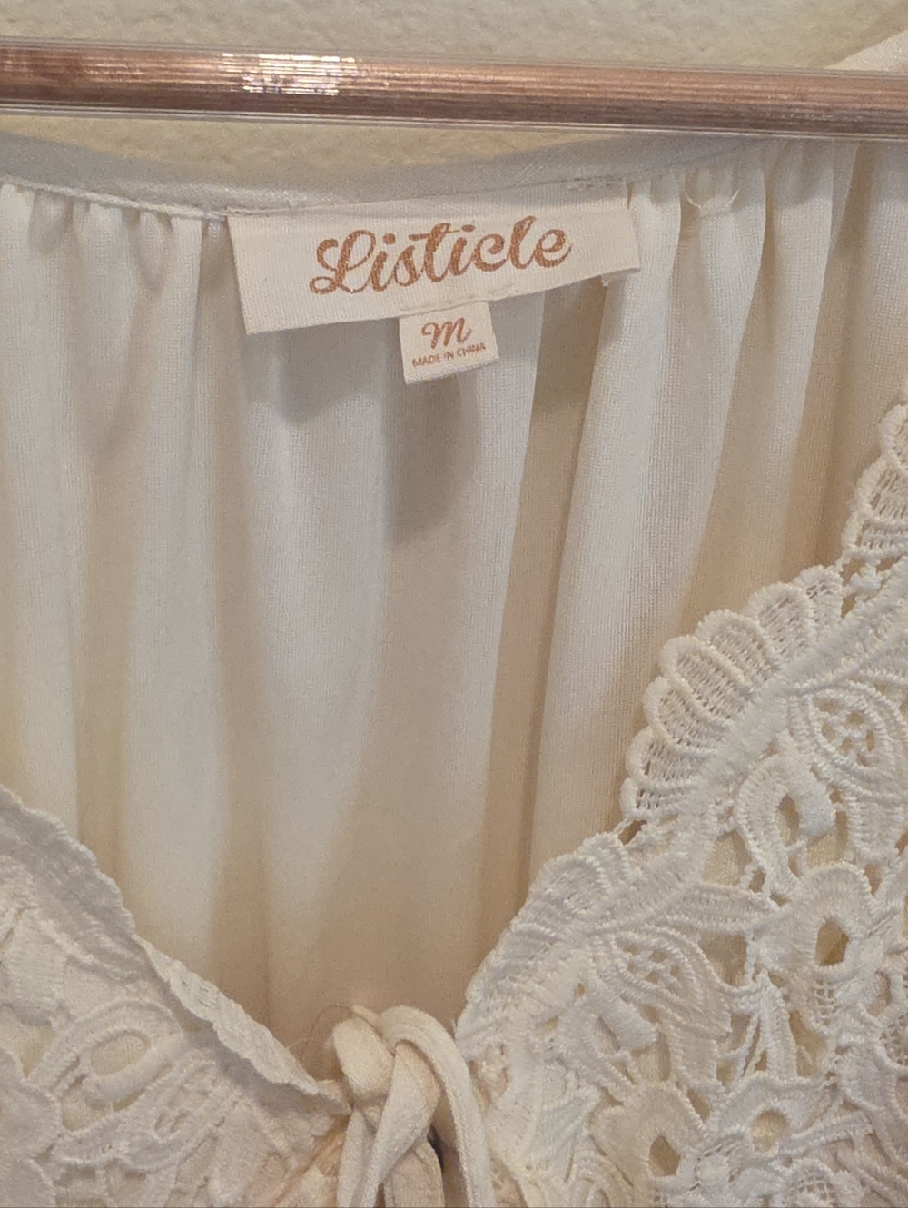 Listicle Beige Lace Maternity Mini Dress Long Sleeves Boho Cottagecore Romantic - Picture 4 of 9